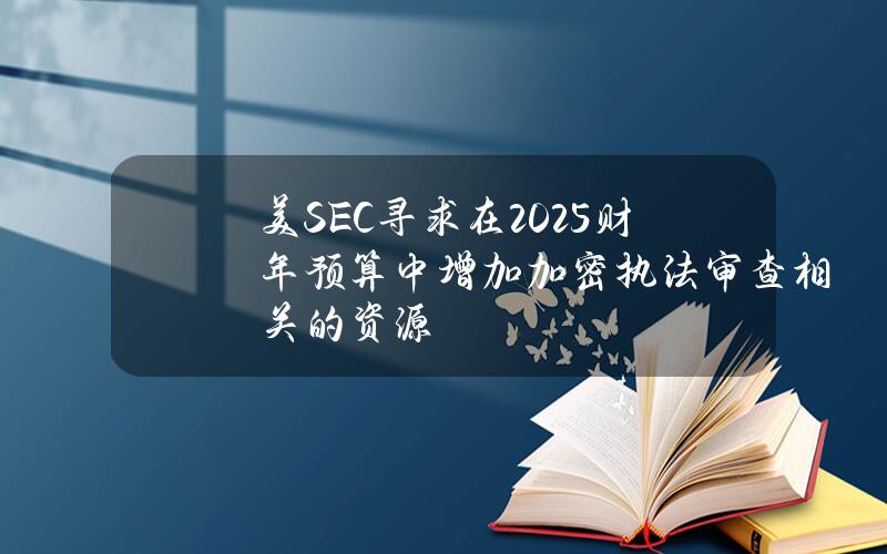 美SEC寻求在2025财年预算中增加加密执法审查相关的资源