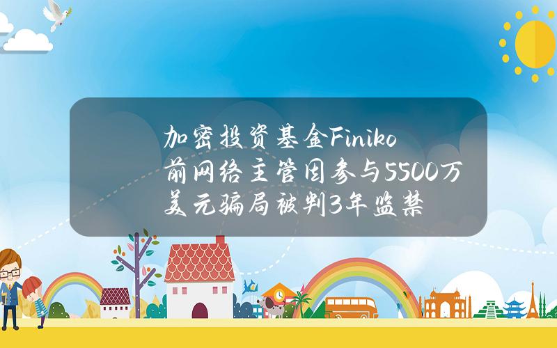 加密投资基金Finiko前网络主管因参与5500万美元骗局被判3年监禁